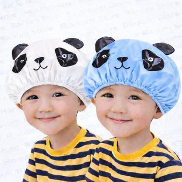 Imagem de Kit 2 Toucas de Banho Infantil com Cheirinho  PVC Reutilizável Panda -