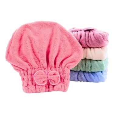 Imagem de Touca De Banho Mágica Secar Cabelo Microfibra Secagem Rápida Rosa Liso