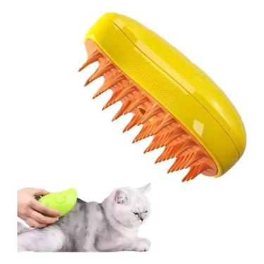 Imagem de Escova De Limpeza 3 Em 1 Gato Cão - Cor Amarelo - Genérica
