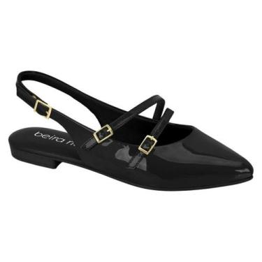 Imagem de Sapatilha Fem. Verniz Slingback Bico Fino Beira Rio 41341012, Preto, 3