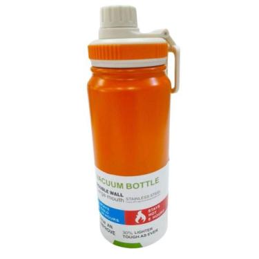 Imagem de Garrafa Térmica Parede Dupla Alça 600ml Laranja - Quanhe