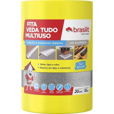 Imagem de Fita Adesiva Impermeável Veda Tudo Brasilit Quartzolit 20cm X 10m para Vedação em Telha...
