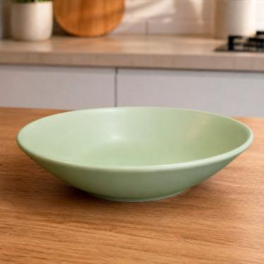 Imagem de Pratos Fundo Unni Oliva Jogo 8 Peças Cerâmica Acetinada para Sopa Verde 20,5cm Oxford