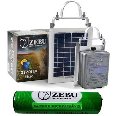 Imagem de Kit Cerca Elétrica Solar Zs20ibi com Bateria de Lítio 2000m Autonomia 3 Dias Zebu