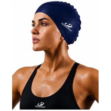 Imagem de Touca Nataçao Silicone Xl Hammerhead Cabelos Longos Grande, Marinho, X