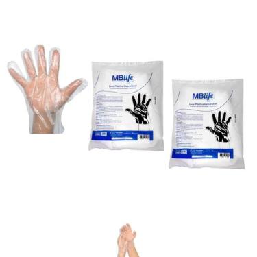 Imagem de Luva Plástica Descartável Transparente Resistente 100u kit 3 - Inoven