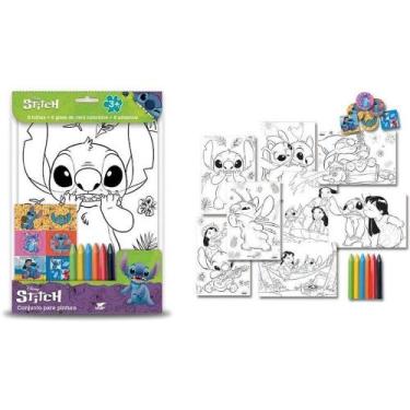 Imagem de Kit de Pintura Infantil Stitch 20 Peças com Lápis Pincéis e Aquarelas 