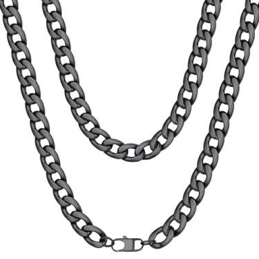 Imagem de ChainsHouse Colar de corrente cubana masculino e feminino, 3 mm/4 mm/5 mm/8 mm/9 mm/12 mm/15 mm de largura, aço inoxidável/fígaro banhado a ouro 18K, corrente de elos de pescoço 35,5 cm/45,7 cm/50,8 cm/55,8 cm/61 cm/66 cm/71 cm/76 cm de comprimento, com presente Caixa, 18.0 Inches, Metal, Sem Pedra Preciosa