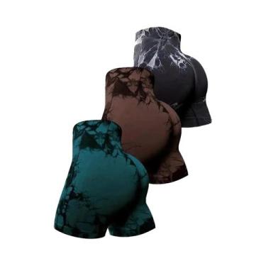 Imagem de Shorts De Yoga Femininos De Cintura Alta Com Estampa Tie-Dye, Conjunto