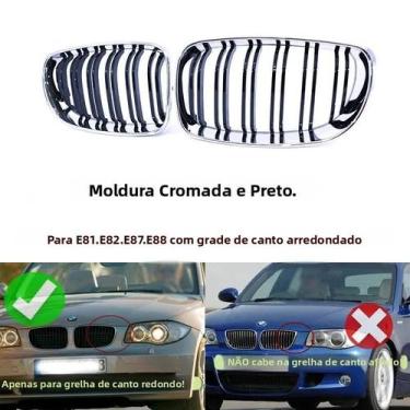 Imagem de Grelha Cromada Dupla Em Preto Brilhante Para BMW Série 1 E81 E87 E82 E