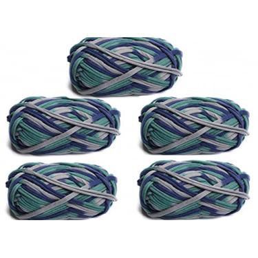 Imagem de WellieSTR Pacote com 5 fios (500 g), camiseta de fio para crochê, bola de fio de tricô, fio de T orgânico, fio em T de macramê, tecido de fita 100% algodão - #7