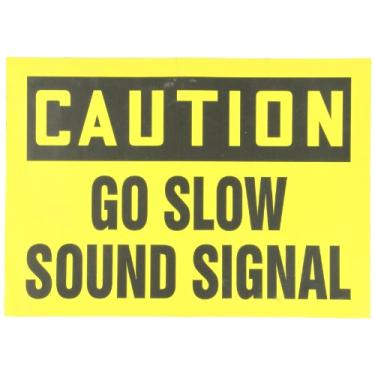 Imagem de Accuform MVHR607VS Placa de Segurança de Vinil Adesivo, Lenda "Caution Go Slow Sound Signal", 25,4 cm de comprimento x 35,5 cm de largura x 0,01 cm de espessura, preto sobre amarelo