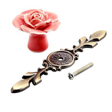 Imagem de Rose Cerâmica Liga Base Base Porta Konb Cozinha Armário Armário Gaveta Armário Puxador Branco Rosa Bronze Móveis Acessórios YYDFPIIA (Color : Pink Short)