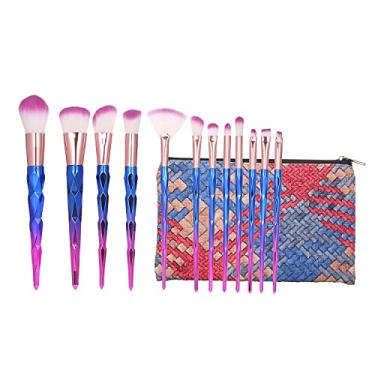 Imagem de Zwbfu 12 pçs/set Pincéis de Maquiagem Conjunto de Alça de Diamante Foundation Powder Eyeshadow Contour Blending Face Cosmetic Brush Tool com Saco de Cosméticos