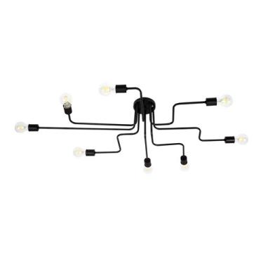 Imagem de Lustre Pendente Sputnik Moderno Aranha 8 Braços Retrô Preto Sala Quarto Cozinha Área Gourmet INL66