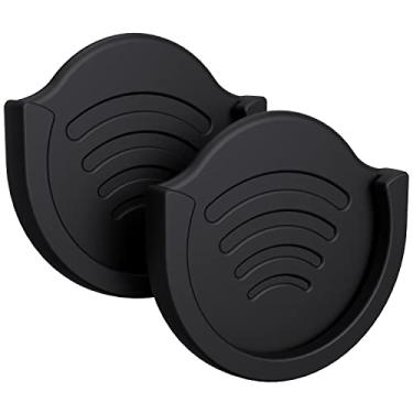 Imagem de pop-tech Suporte de celular para carro, 2 unidades de suporte de telefone para carro para aderência dobrável/soquete com adesivo adesivo adesivo 3M usado no painel, casa, mesa, parede – Preto