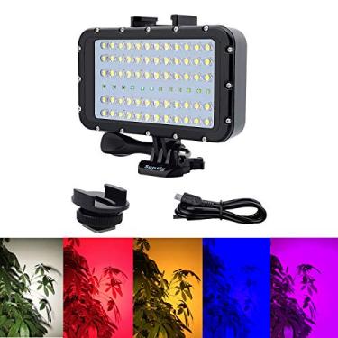 Imagem de Suptig Luzes subaquáticas de iluminação de vídeo, 72 luzes de LED compatíveis com câmeras Gopro, Canon, Nikon, Pentax, Panasonic, Sony, Samsung, SLR, 5 tipos de cores iluminadas, à prova d'água, 45 m