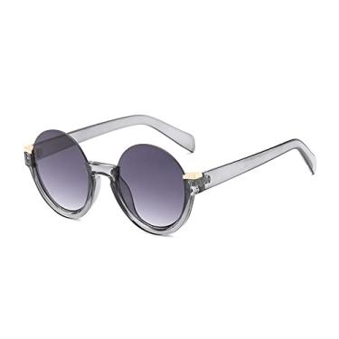 Imagem de Óculos de sol femininos redondos sem aro fashion com gradiente retrô lentes transparentes armação sombras uv400,8, china
