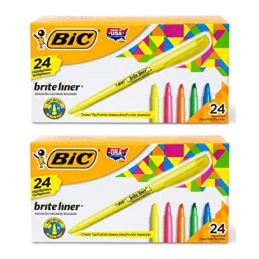 Imagem de BIC Brite Liner marca-texto com ponta de cinzel, cores sortidas, 24 unidades (pacote com 2)