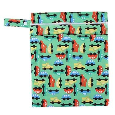 Imagem de Bolsa de armazenamento de fraldas, bolsa de fraldas de camada dupla à prova de umidade, odor isolado para bebês (carro verde)