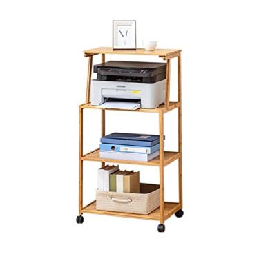 Imagem de Suporte de impressora suporte de impressora estante pequena de três camadas/quatro camadas com polias rack de armazenamento removível rack de documentos carrinho scanner adequado para suporte de impressora de escritório em casa para mesa (tamanho: B)