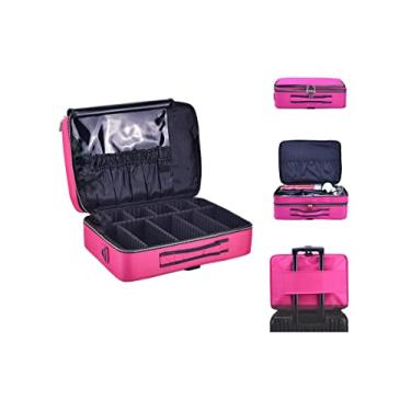 Imagem de Maleta Maquiagem Mochila Para Maquiador Manicure Viagem Profissional (Rosa)