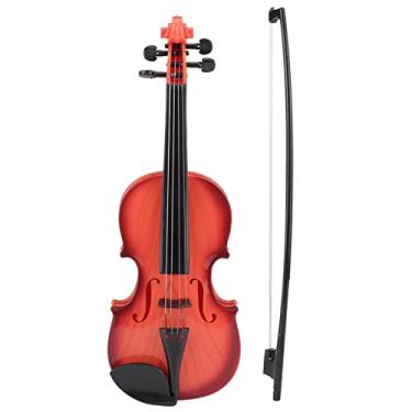 Imagem de Brinquedo violino acústico infantil simulado corda ajustável musical iniciante desenvolvimento instrumento prática (marrom claro)