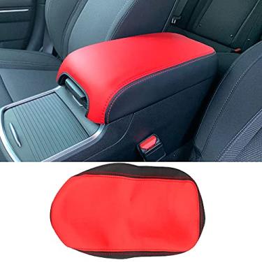 Imagem de LEXLEY Capa de apoio de braço para console central impermeável, capa protetora de couro antiarranhões para Dodge Charger 2015 2016 2017 2018 2019 2020 2021-Preto + Vermelho