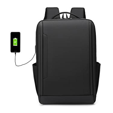 Imagem de Mochila casual de viagem de negócios masculina à prova d'água mochila expansível para laptop com alça de ombro acolchoada, preta, 43 x 30 x 14 cm