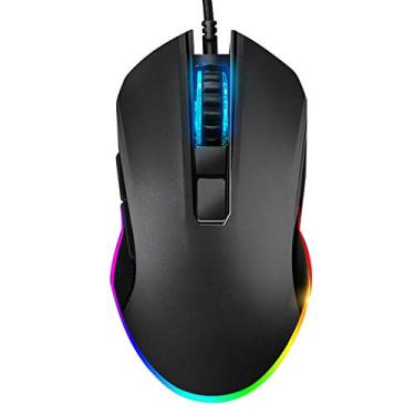 Imagem de Mouse RGB para jogos com fio, mouse mecânico óptico USB, 3200 DPI e paleta com unidade macro para Windows PC, laptop, desktop, notebook