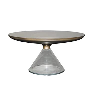Imagem de Mesa de centro vidro mesa de centro luz luxo redondo nórdico criativo moderno minimalista sofá mesa lateral assento mesa redonda mesa de canto (cor: b)
