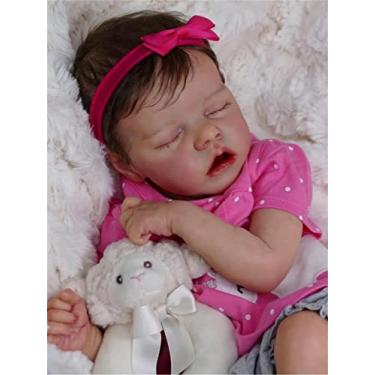 Imagem de Boneca reborn realista,Boneca Bebe Reborn Adormecidas menina,De Vinil Macio Feito à Mão de 18 Polegadas Recém-nascido Reborn Soft Silicone Recém-nascido Bebê boneca reborn original