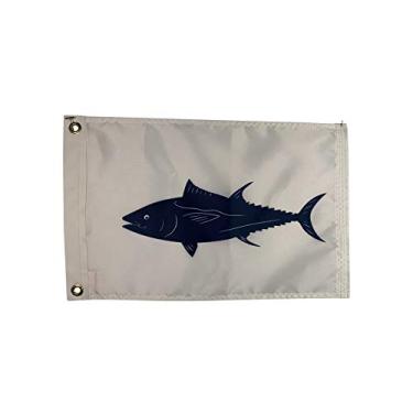 Imagem de Bandeira de pesca de atum barco de 30,5 x 45,7 cm, nylon durável para todos os climas com ilhós para ambientes externos, feita nos EUA