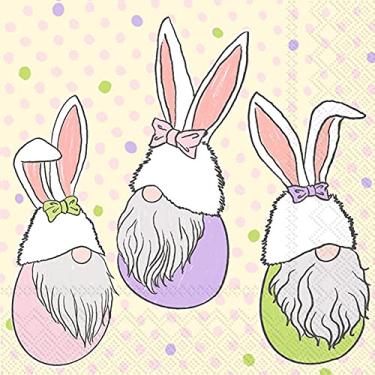 Imagem de Boston International Guardanapos de papel IHR de 3 camadas, tamanho para coquetel, gnomos de Páscoa