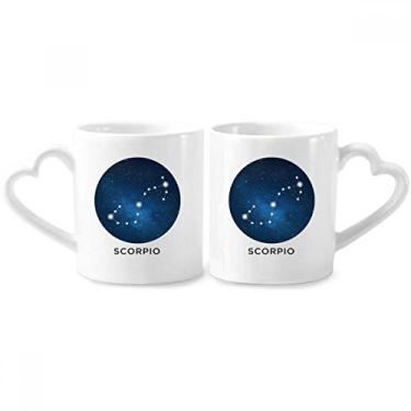 Imagem de Conjunto de canecas de porcelana para casais, signo do zodíaco, constelação de escorpião, coração