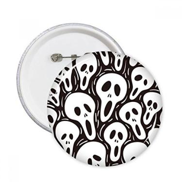 Imagem de l Padrão de azulejo Halloween alfinetes redondos emblema botão decoração acessório 5 peças