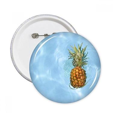 Imagem de Broche redondo de abacaxi fresco com imagem de frutas tropicais e broches com emblema de botão para decoração 5 peças