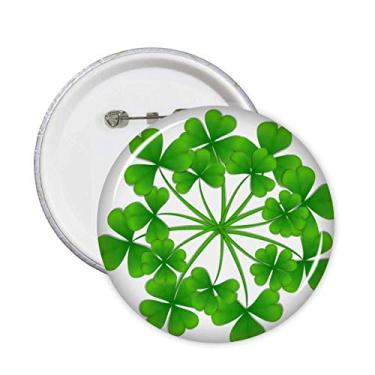 Imagem de Broche de trevo de quatro folhas Irlanda Dia de São Patrício com emblema de botão para decoração 5 peças