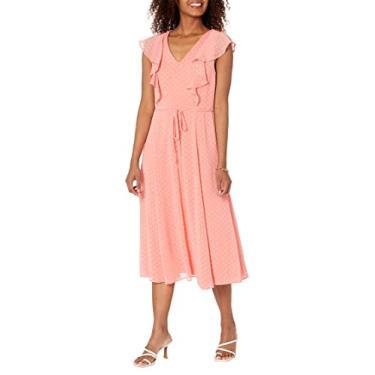 Imagem de Tommy Hilfiger Chiffon feminino sem mangas midi fit and flare, Florescendo, 13