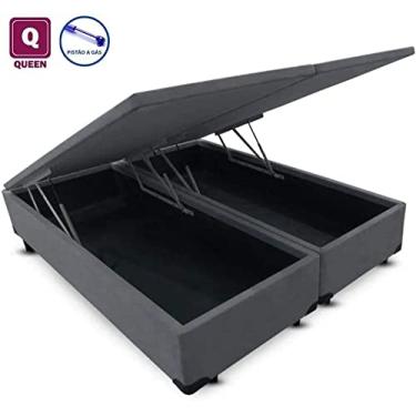 Imagem de Cama Box Com Baú Bipartido Queen size Sintético Cinza Real comfort