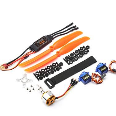 Imagem de LAURAG Controlador elétrico de velocidade Motor Brushless 1400KV 40A ESC 8060 Hélice 9G Micro Servo 2pcs para Helicóptero RC Plugue T
