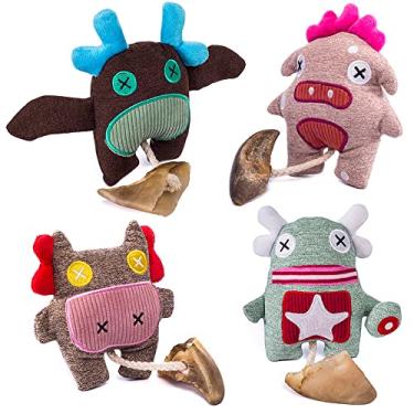 Imagem de Brinquedo Cachorro Pelúcia Pet Casco de Boi MADOG Kit com 4