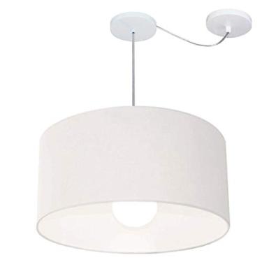 Imagem de Lustre Pendente com Desvio de Centro Cúpula Tecido 55x25 cm, Vivare Iluminação, Pendente4232 BR, Branco, Médio