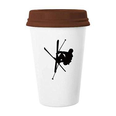 Imagem de Skateboarding Black Sport Contorno Caneca Café Copo Cerâmico Copo de Cerâmica