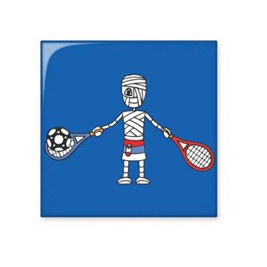 Imagem de Raquete de tênis sérvio, desenho de futebol, mamãe, azulejo de cerâmica, decalque brilhante, pedra adornada de tijolos