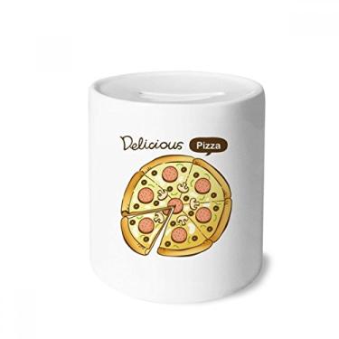 Imagem de DIYthinker Porta-moedas de cerâmica cogumelo pizza, alimentos italianos, caixa de dinheiro para presente