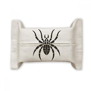 Imagem de Bolsa de linho de algodão com ilustração preta de inseto com estampa de aranha