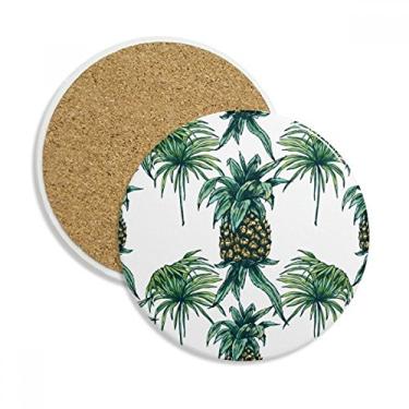 Imagem de Caneca de planta de abacaxi, fruta comida, porta-copos verde, pedra absorvente de proteção de mesa