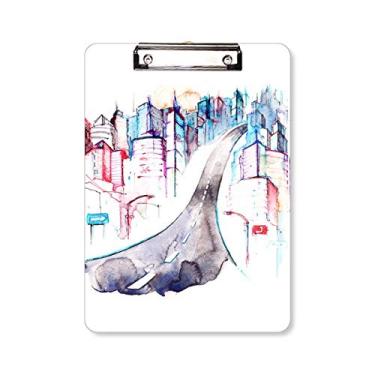 Imagem de Prancheta de Prancheta de Aquarela City Building Highway Streetlight A4
