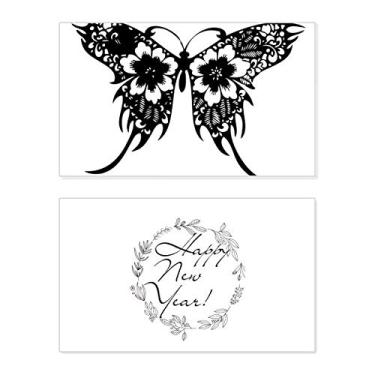 Imagem de Borboleta de estilo chinês com asas florais, ano novo, cartão de felicitações, mensagem de abençoar presente